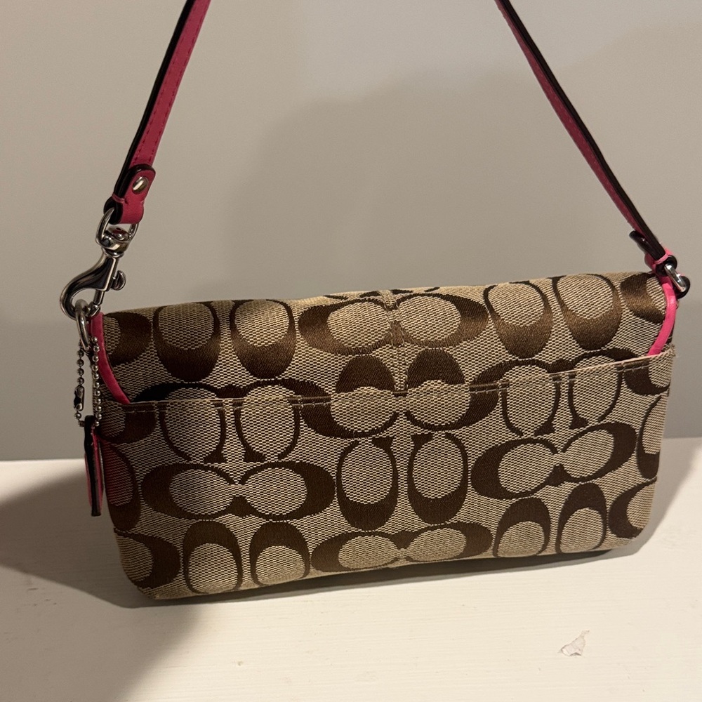 Coach Signature Brown and Pink Wristlet - Picture 5 of 8